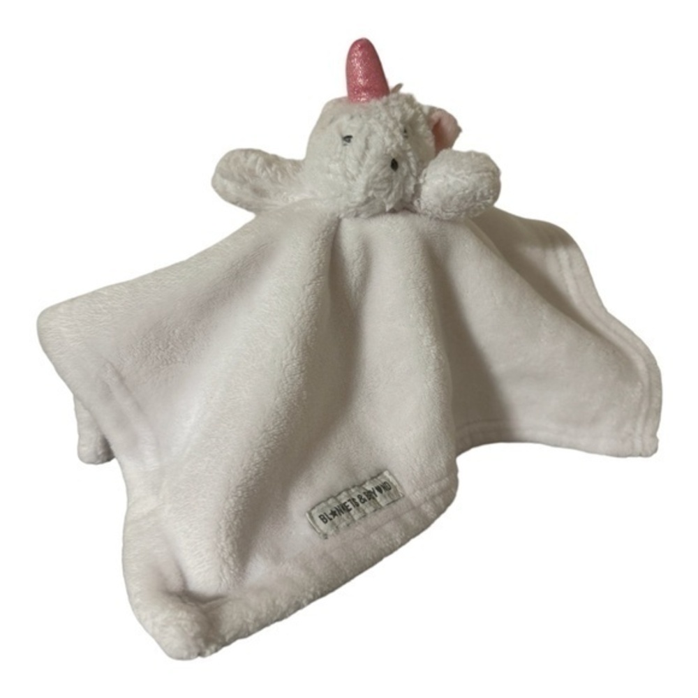 Blankets and Beyond Unicorn White Lovey Security Blanket